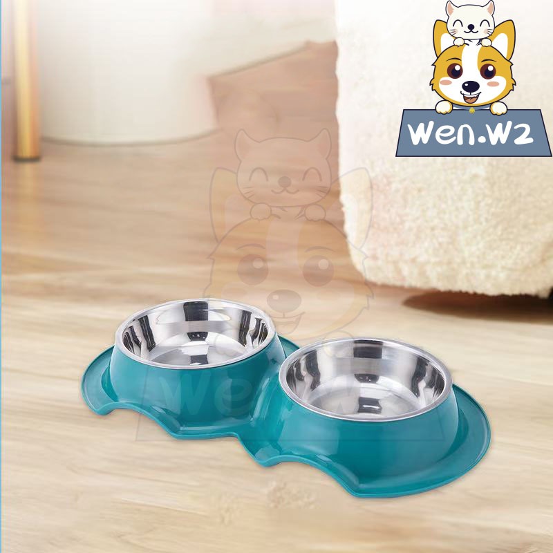 wen.W2 สัตว์เลี้ยงชามสุนัขสัตว์เลี้ยงป้องกันมดคู่ชามแมวสแตนเลสชามอาหารสัตว์เลี้ยง