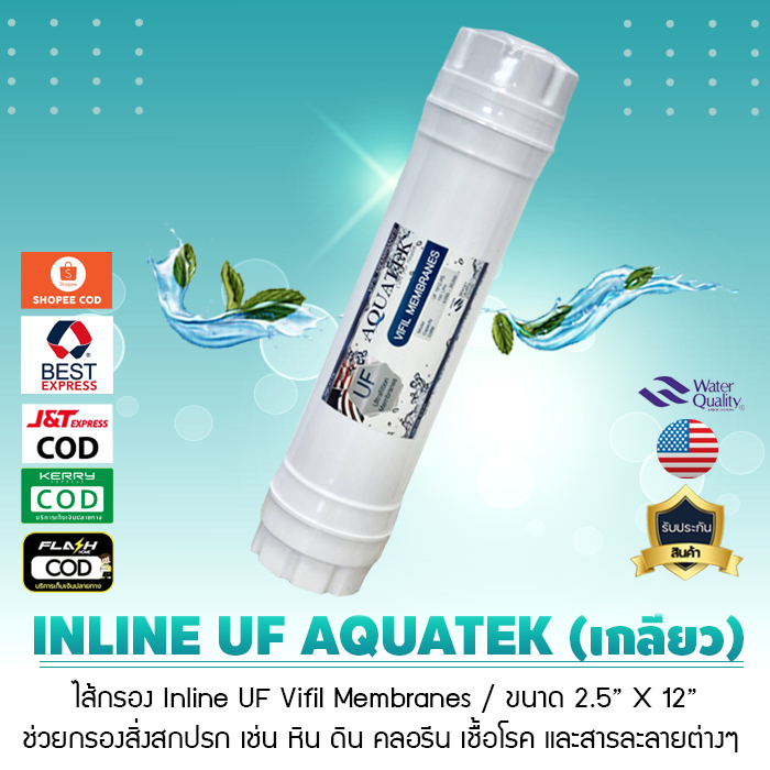 ไส้กรองน้ำ INLINE UF Membrend ยี่ห้อ Aquatex แบบเกลียว 2 ข้าง เจ๊ตุ่ม