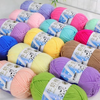 ไหมพรมคอตตอนนม 5ply น้ำหนัก50กรัม milk cotton yarn ไหมเนื้อเนียนนุ่ม ไม่ระคายผิว