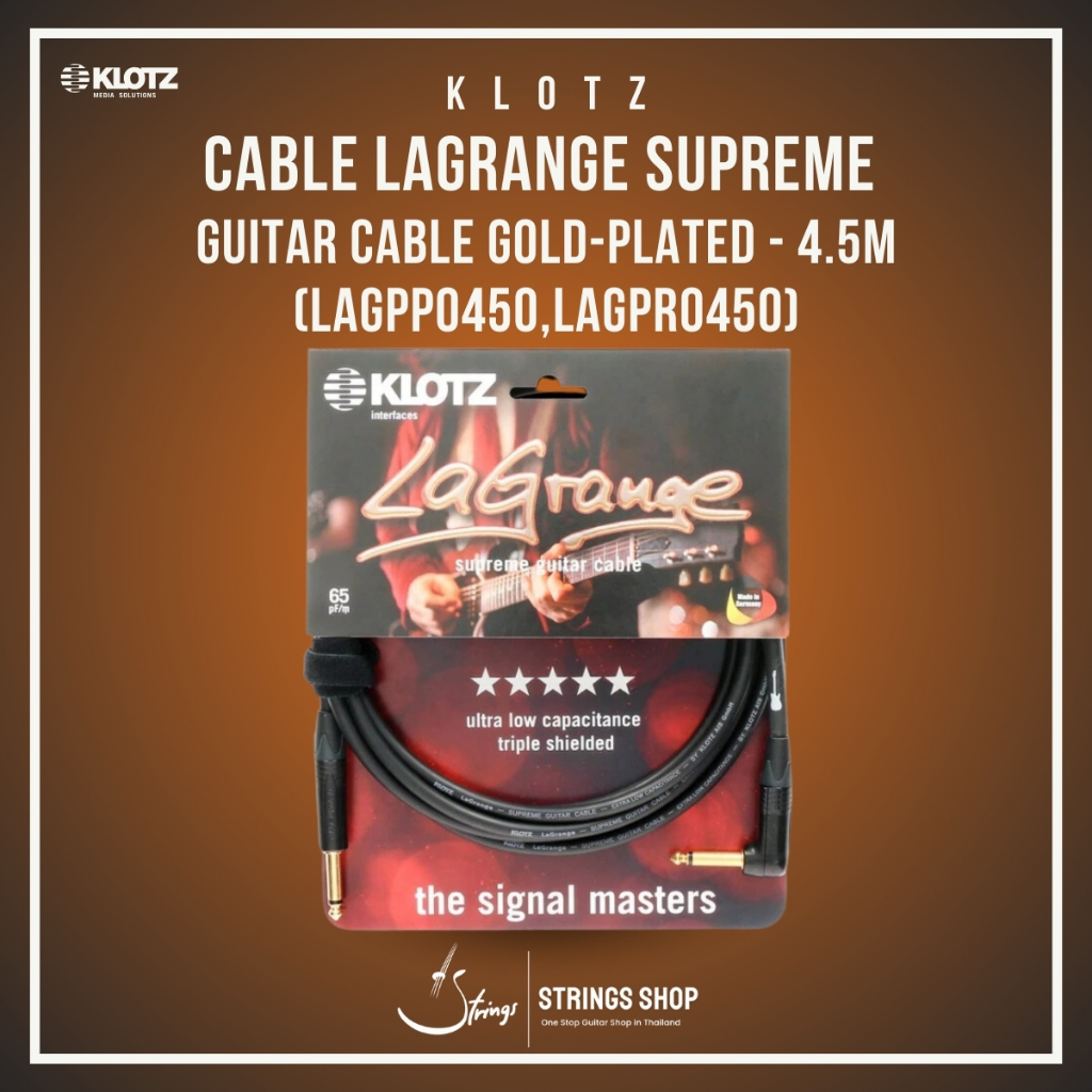 สายเคเบิ้ล KLOTZ CABLE LAGRANGE SUPREME GUITAR CABLE GOLD-PLATED - 4.5M (LAGPP0450,LAGPR0450)
