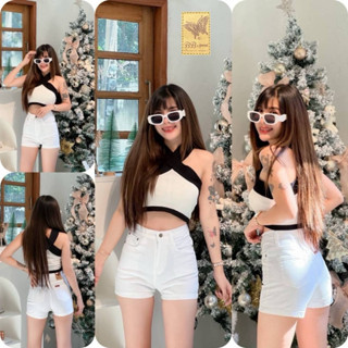 ป้ายBB Jeans กางเกงยีนส์ ขาสั้น(ทรงตรง) ผ้ายืดเอวสูงงาน ป้าย…