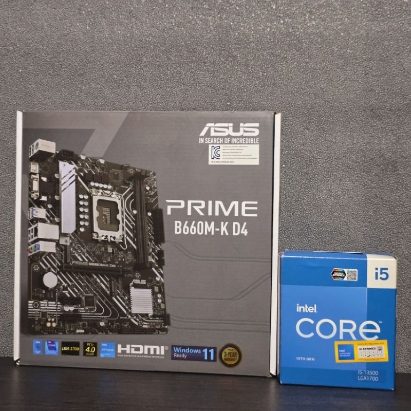 CPU INTEL CORE I5 13500 (UHD Graphics 770) + ASUS PRIME B660M -K D4 (LGA 1700) (M-ATX) มือ2 (ครบกล่อ