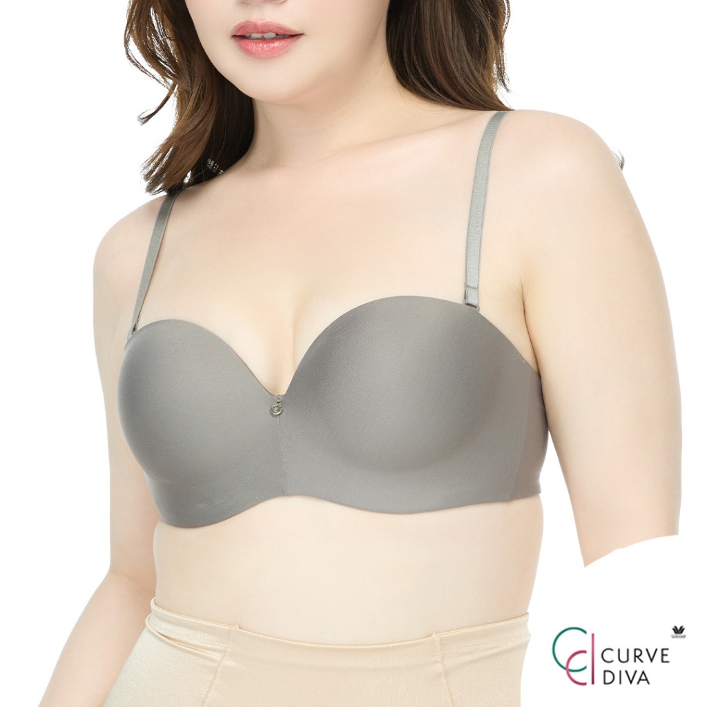 Wacoal Curve Diva บราเก็บกระชับ เกาะอกมีโครง สาวคัพใหญ่ รุ่น WB7986 สีเขียวอมเทา (GV)