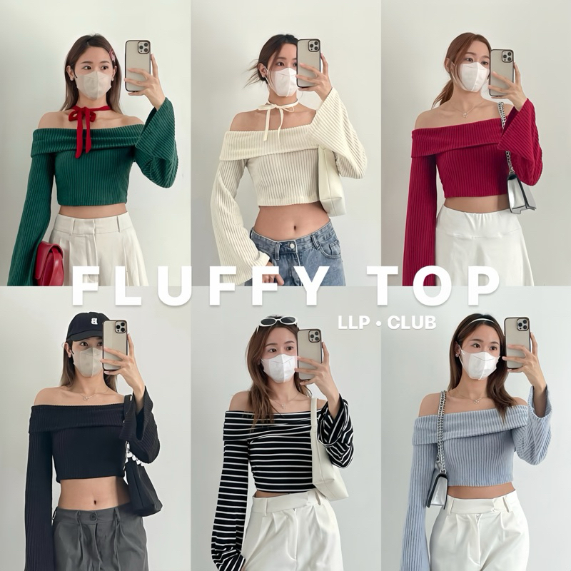 Lalapis | FLUFFY TOP🖤 เสื้อแขนยาวปาดไหล่