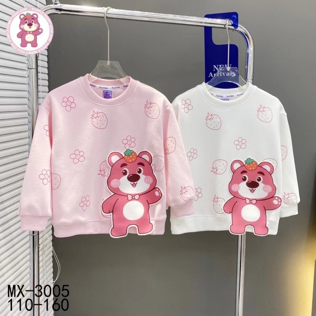 BB018 เสื้อยืดคอกลม แขนยาว แฟชั่นสําหรับเด็กผู้หญิง งานผ้าฝ้าย ลายการ์ตูน