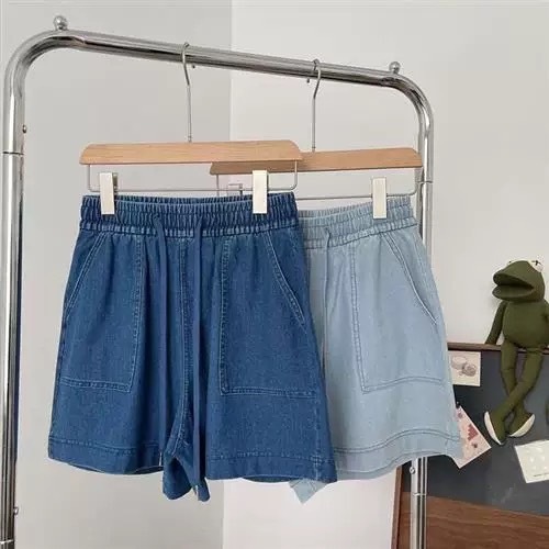 SGH0236 กางเกงขาสั้น ผ้ายีนส์เทียม เอวยางยืด เชือกรูดได้จริง ผ้าดี เกรดขึ้นห้าง ใส่ไปเที่ยวสบายมาก