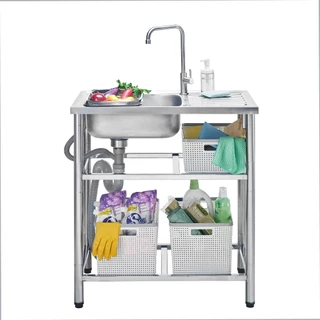 MESTER รุ่น PSR75 อ่างล้างจานพร้อมขาตั้ง 1 หลุม ขนาด 75 x 43 x 85 ซม. สเตนเลส สตีล AISI 201 หนา 0.5 มม.