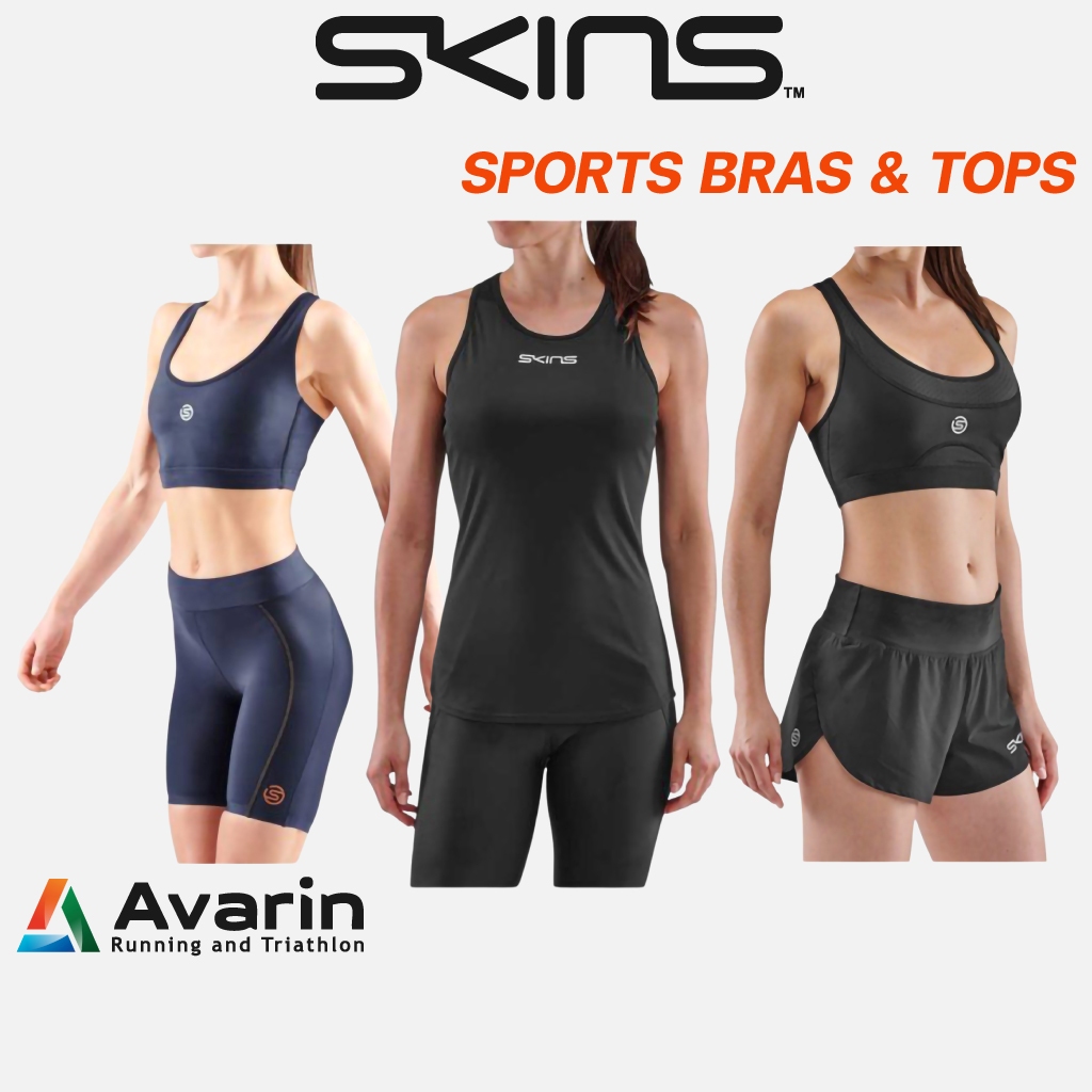 SKINS เสื้อออกกำลังกาย ชุดวิ่ง ผู้หญิง และสปอร์ตบรา High Support จากประเทศ ออสเตรเลีย