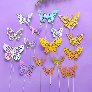 COD ตกแต่งผีเสื้อ🦋 DIY ผีเสื้อ 3D ตกแต่งเค้กผีเสื้อ ชุด 10 ตัว Claire