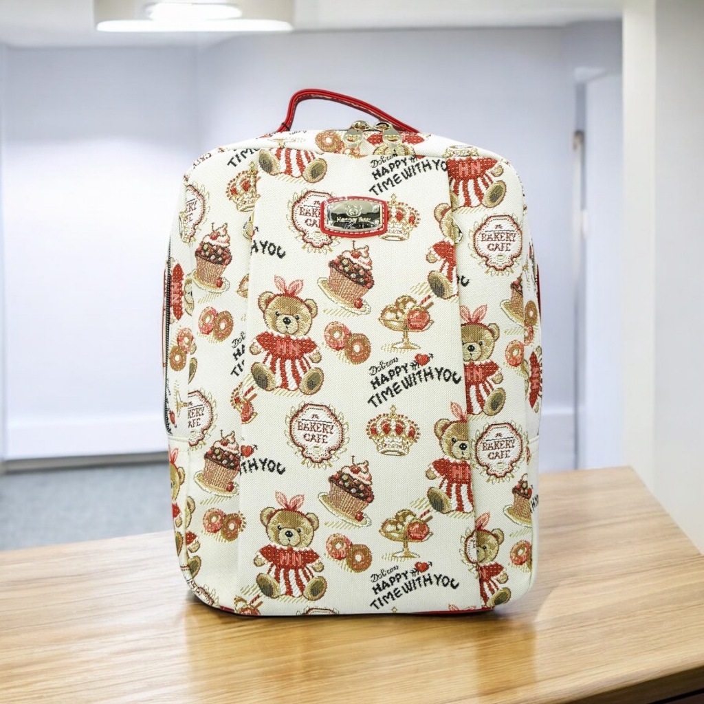 Henneybear-H1202 กระเป๋าเป้ รุ่น Handle backpack ลาย Cupcake กระเป๋าสะพายหลัง กระเป๋าเดินทาง (COD)