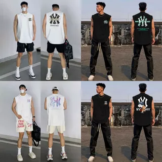 Y-T【ขายดี】⚡เสื้อกั๊กผู้ชาย คอกลม เสื้อแขนกุด ไม่หดตัว สวมใส่สบาย ผ้าฝ้ายแท้ ประทับตรา "SATIS FACTORIL"