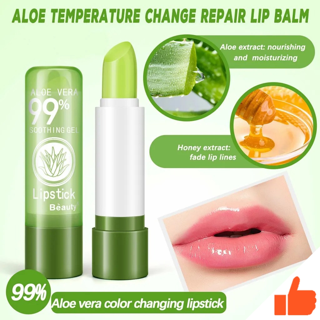 (1ชิ้น) ลิปว่านหาง99% ลิปมันเปลี่ยนสี ลิปสติก ว่านหางจระเข้ Tanako Aloe Vera 99% Lip