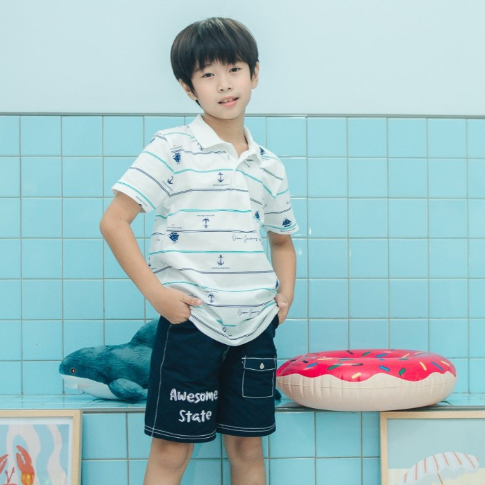 Chelsee เสื้อโปโล แขนสั้น ลายสมอเรือ ผ้า 100%Cotton เด็กผู้ชาย อายุ 1.5-10 ปี เสื้อผ้าเด็กโต รุ่น 128076