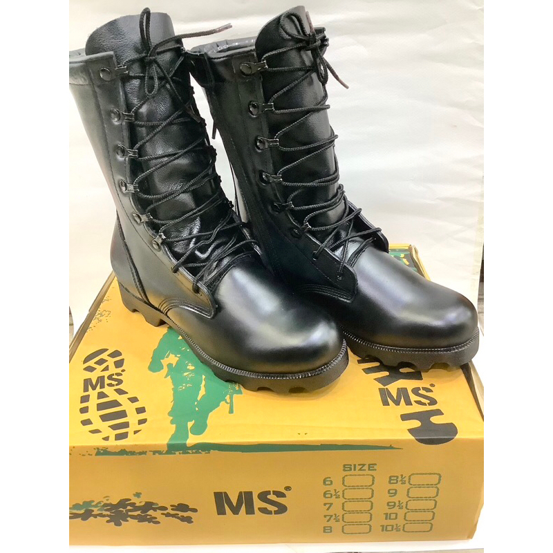 รองเท้าคอมแบท ms หนังวัวแท้ แบบมีซิบ น้ำหนักเบา