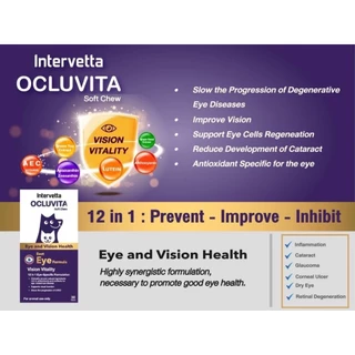 Ocluvita อาหารเสริมเพื่อบำรุงสายตาและดวงตา สำหรับสุนัขและแมว 30 เม็ด