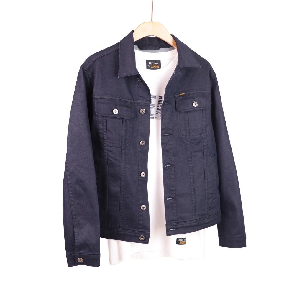 BOVY JACKET NAVY เสื้อแจ็คเก็ตสีกรมเงา กระดุมโลหะคัตติ้ง -BJ9218