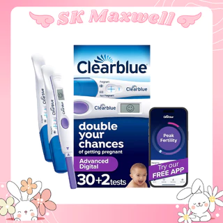 ของแท้100%Clearblue Advanced Digital Ovulation Testทดสอบการตกไข่พร้อมเครื่องแบบดิจิตอลสีม่วง30เทส+ตรวจครรภ์2 เทส