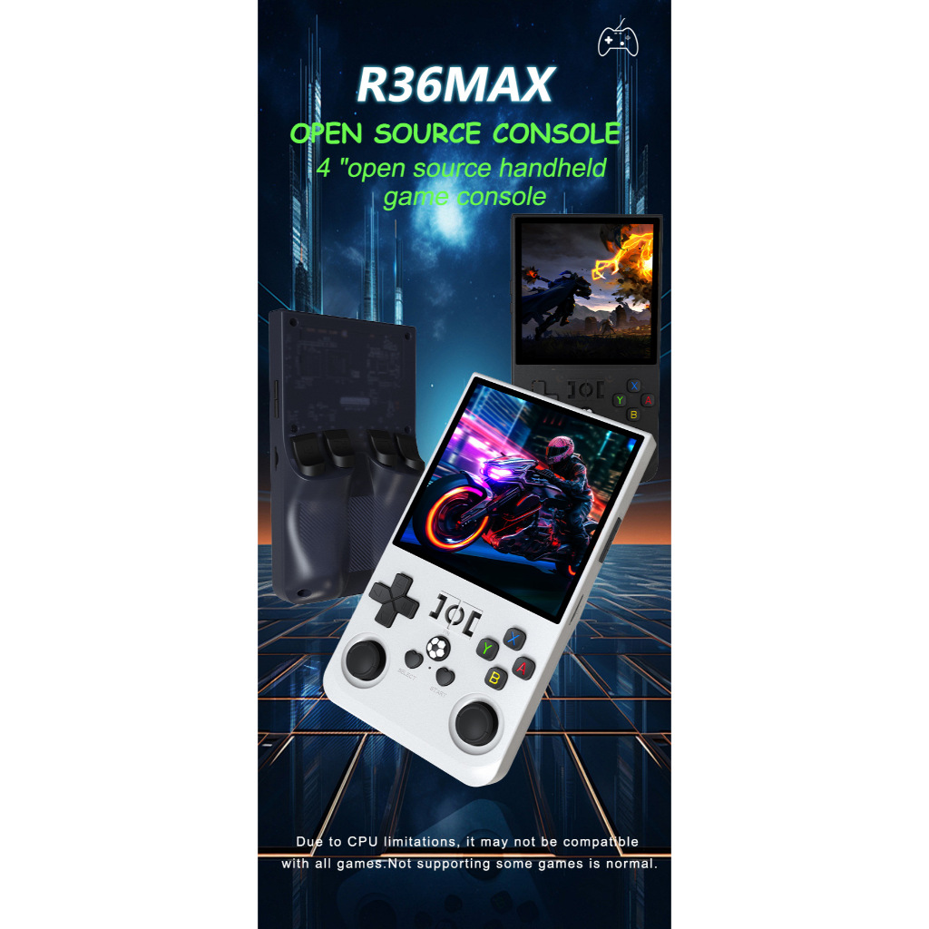 (แถม กระเป๋า+ฟิล์ม)เครื่องเกมพกพา R36MAX จอIPS 4นิ้ว+ความจำ 128GB+20,000เกม รองรับเกมPSP NDS N64 Ps1