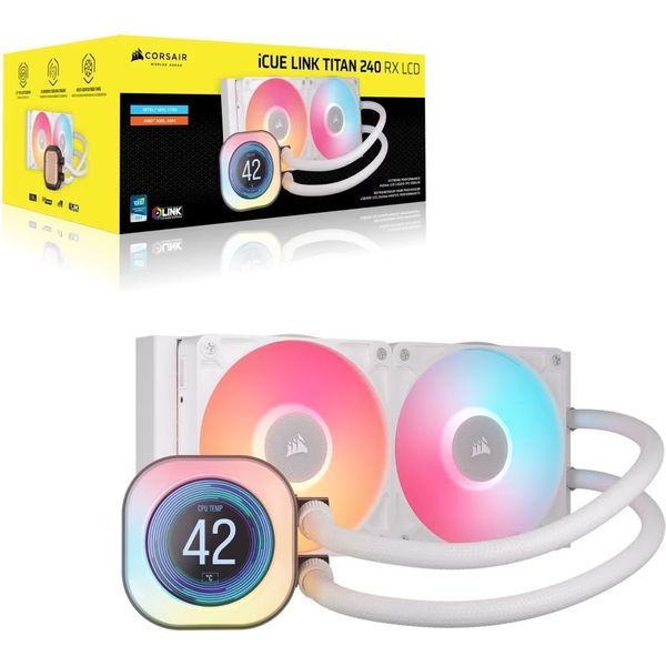 iCUE LINK TITAN 240 RX LCD Liquid CPU Cooler - White (CW-9061025-WW)