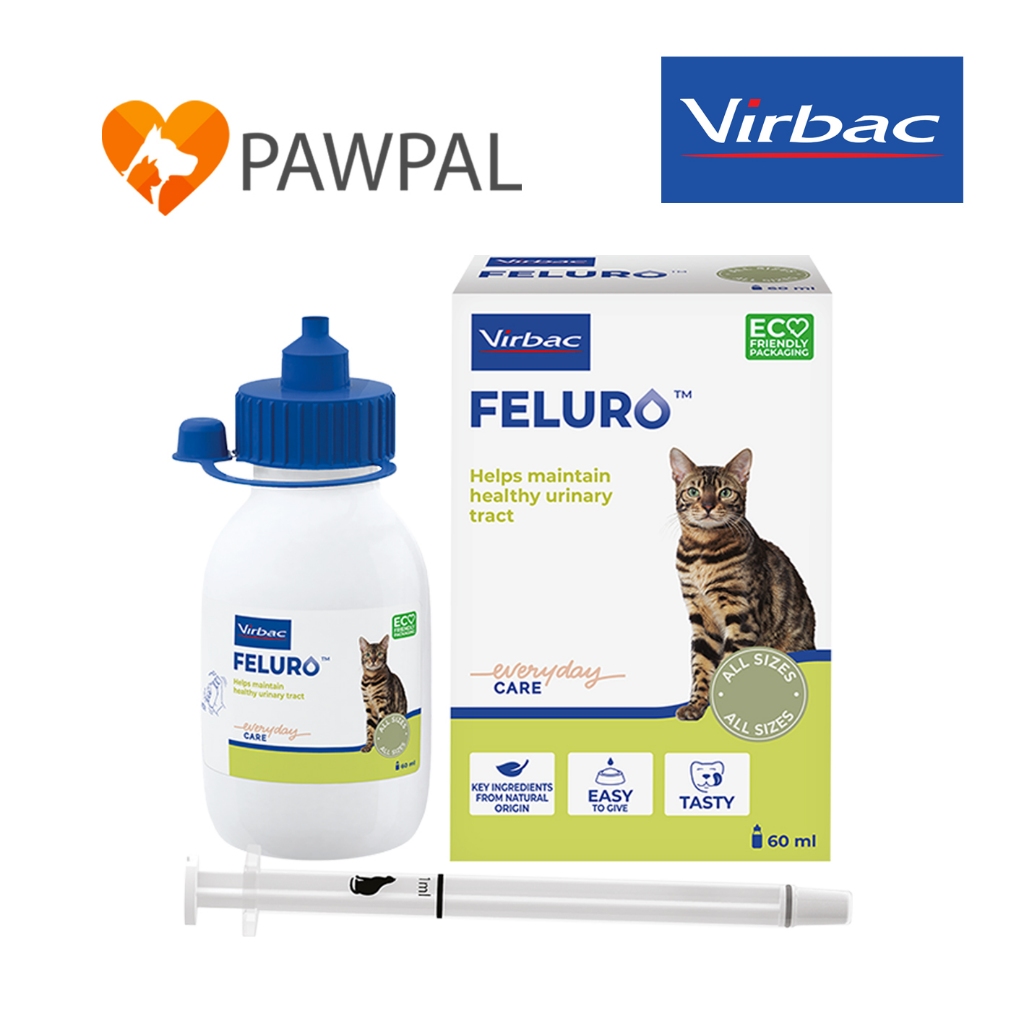Feluro Virbac 60 ml เฟลูโร Exp.27/9/2025 อาหารเสริม บำรุงทางเดินปัสสาวะ ชนิดน้ำ ทานง่าย สำหรับแมว​ (คล้าย Cystaid plus)