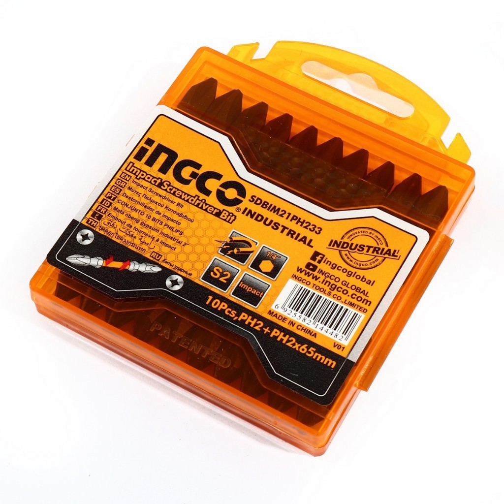 INGCO SDBIM21PH233 ชุดดอกไขควงกระแทก ขนาด 65 มิลลิเมตร ชนิดดอกไขควงปากแฉก PH2 + PH2 10 ตัว/ชุด