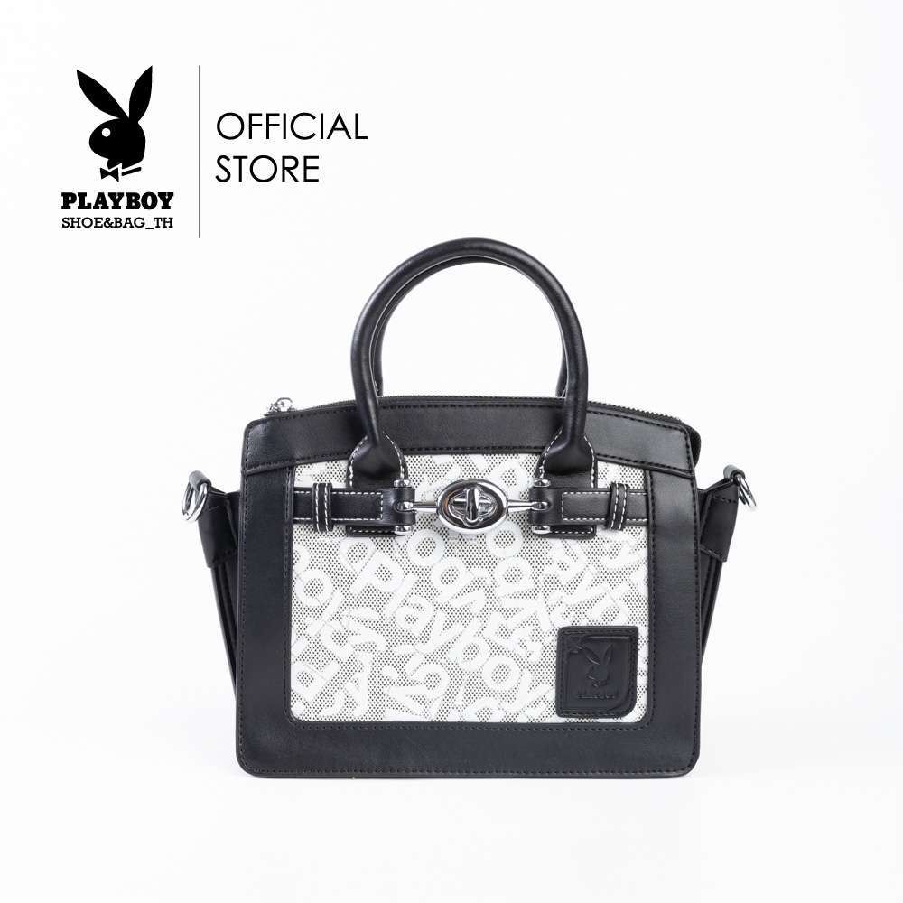 Playboy รุ่น Emmy bag กระเป๋าสะพายข้างผู้หญิง รหัส ST-B244PB592 ดีไซน์ ทรงกล่องสกรีนลายโลโก้ แต่งอะไหล่หมุนปิด มี 2 สี
