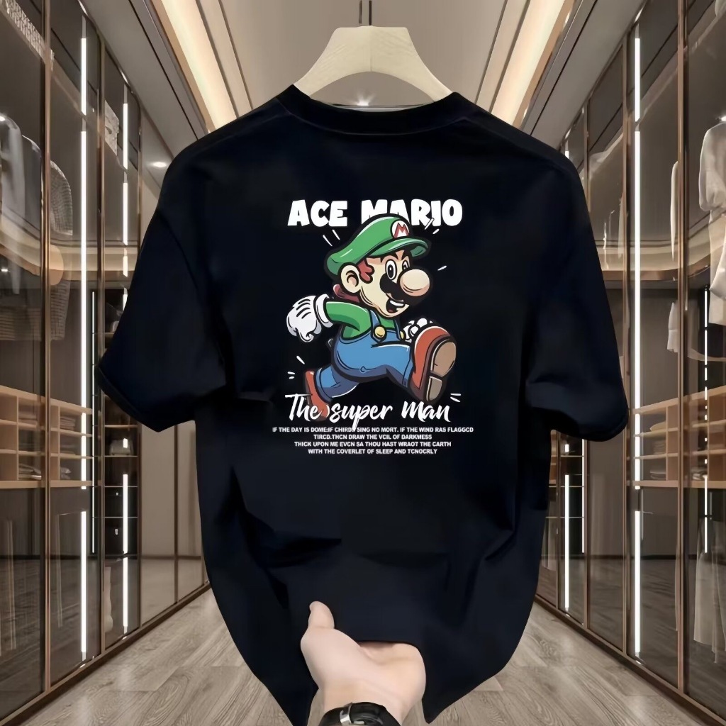เสื้อยืด oversize "Super Mario" เสื้อยืดผู้ชาย ผู้ชายผู้หญิง ผ้าคอตตอน ผ้าฝ้าย เกรดพรีเมียม เสื้อน่ารัก