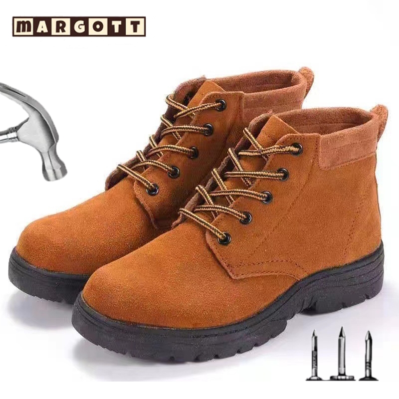 【margott9】รองเท้าเซฟตี้ Safety shoes High-top หัวเหล็กป้องกันการทุบป้องกันการเจาะ