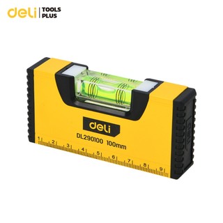 Deli ที่วัดระดับน้ำ ระดับน้ำแม่เหล็ก ฉากวัดระดับน้ำอลูมิเนียม แม่เหล็ก 100มม Spirit Levels