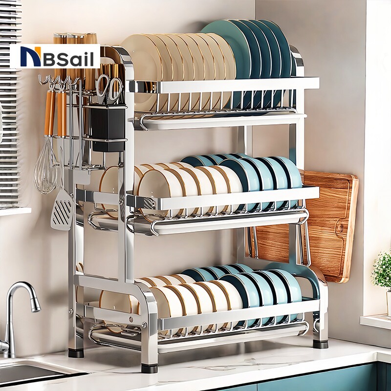NBsail ชั้นวางจาน ที่วางจาน 2/3ชั้น สแตนเลส ชั้นวางของในครัว Dish Rack