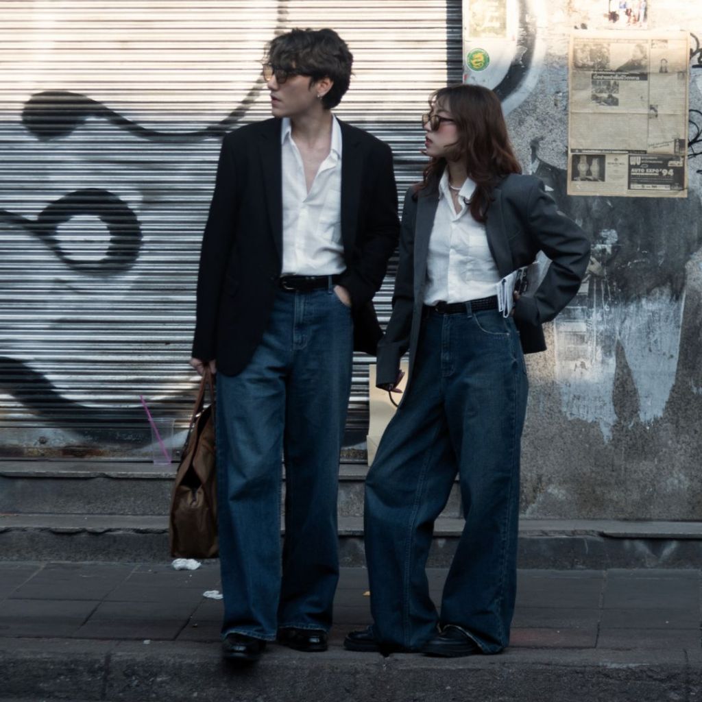 CU UNCOMMON DENIM กางเกงยีนส์ทรง Baggy Jeans เอวสูง unisex ใส่ได้ทั้งผู้ชายและผู้หญิง