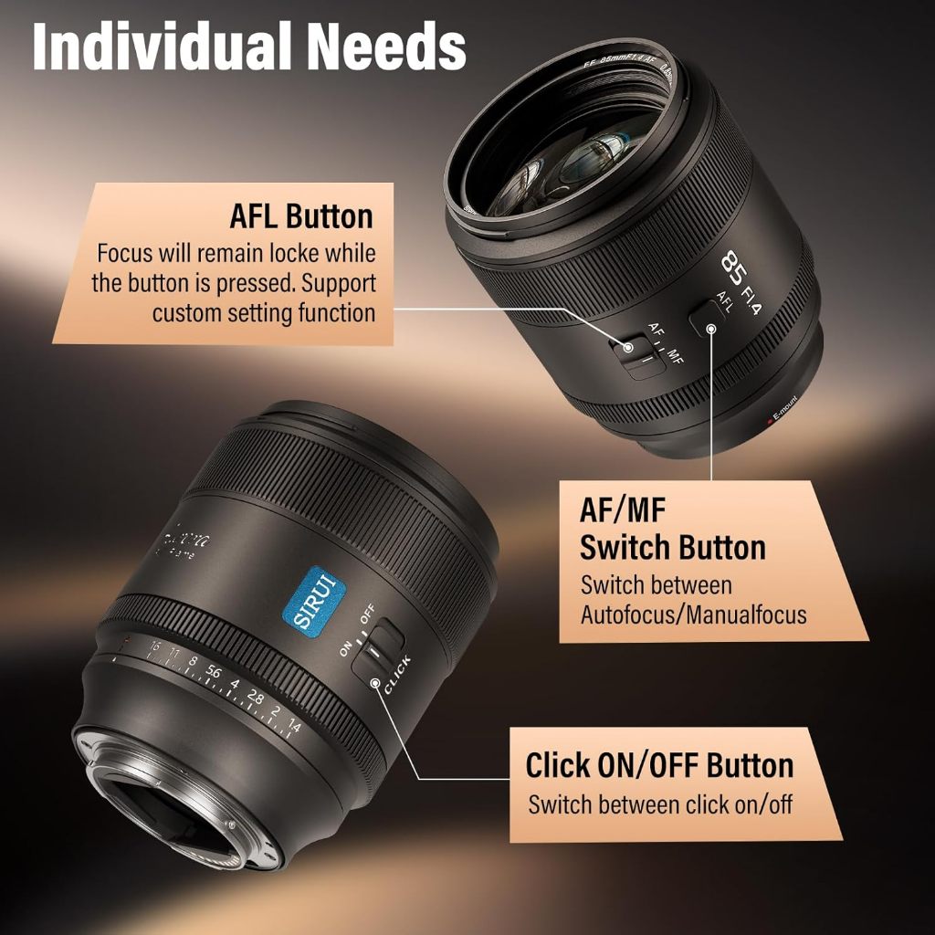 Sirui Aurora 85mm F1.4  Auto Focus Lens สำหรับกล้องดิจิตอล แถมฟรี Filter UV & Black Mist Filter