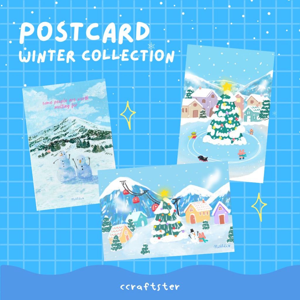 ccraftster - โปสการ์ดแต่งห้อง winter collection ภาพวาด แต่งห้อง ของขวัญ คริสต์มาส Christmas postcard
