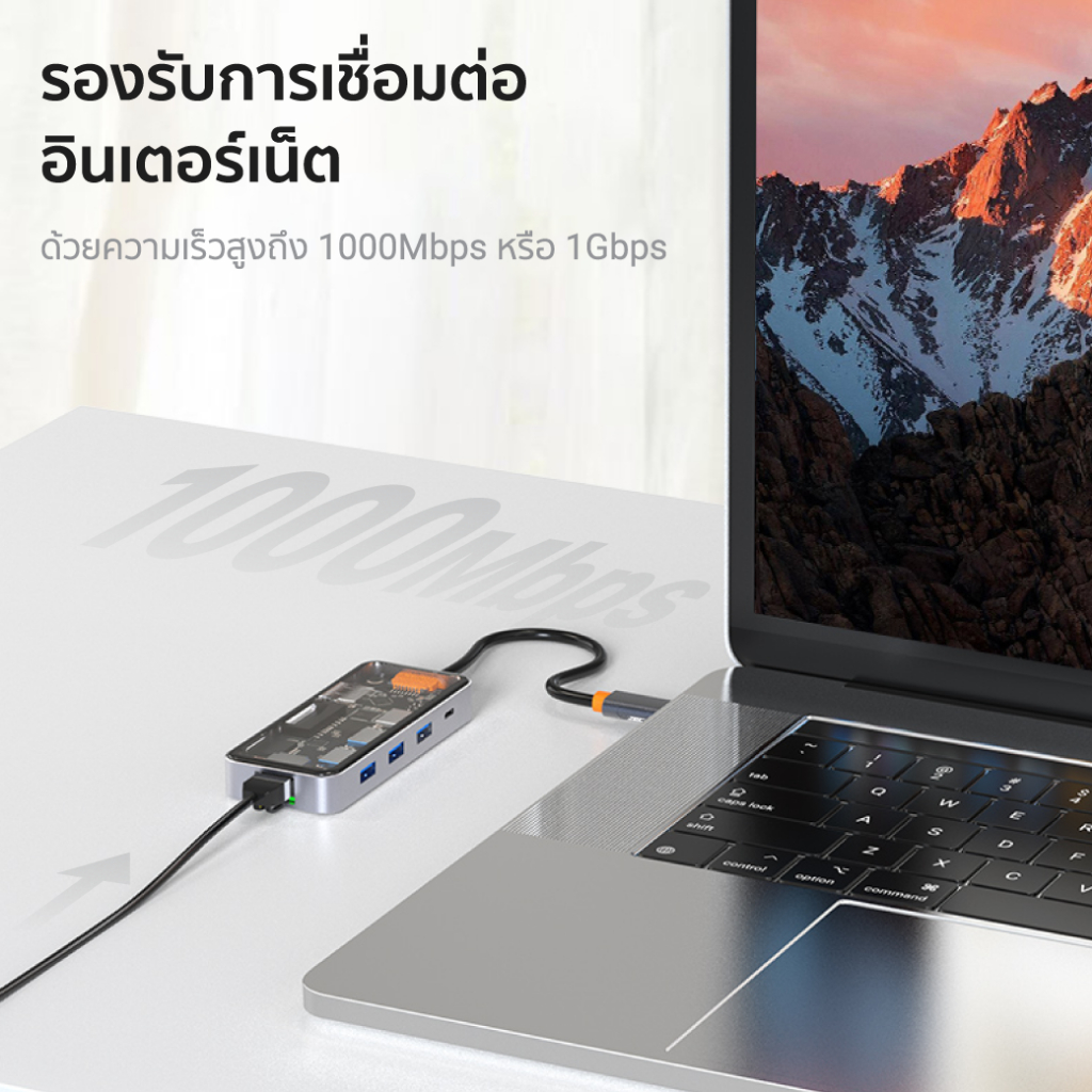 [ลดเหลือ 849] ZTEC ZH831 HUB 8 in 1 USB-C 100W ,HDMI 4K,LAN 1Gbps,USB-A USB 3.2 Gen 1x1,SD Card,Micro-SD ขนาดเล็ก -1Y