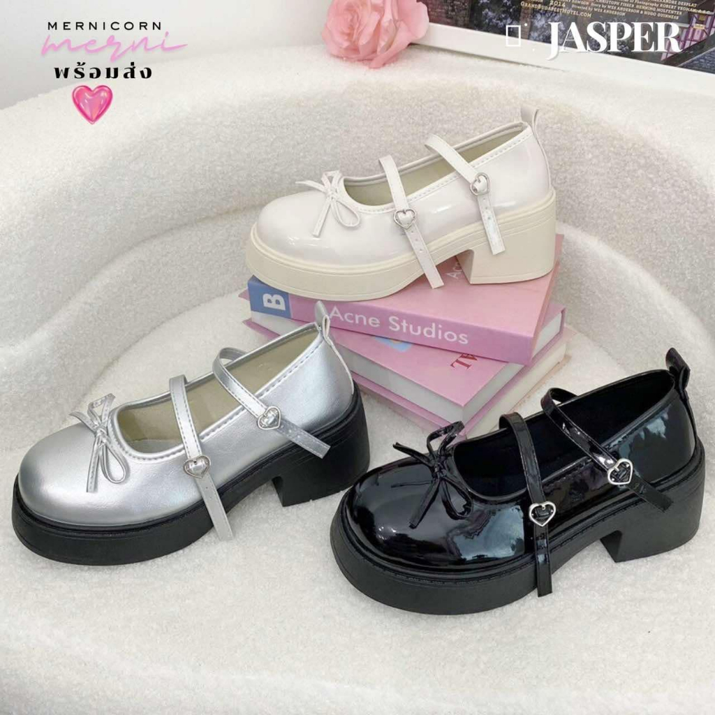 (พร้อมส่ง) รองเท้าคัชชู มีสายคาด น่ารักมาก รุ่น Jasper จาก mernicornshoes (สูง7cm)