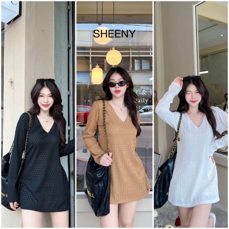 Morgan Knit Top or minidress มินิเดรส คอวี พร้อมส่ง