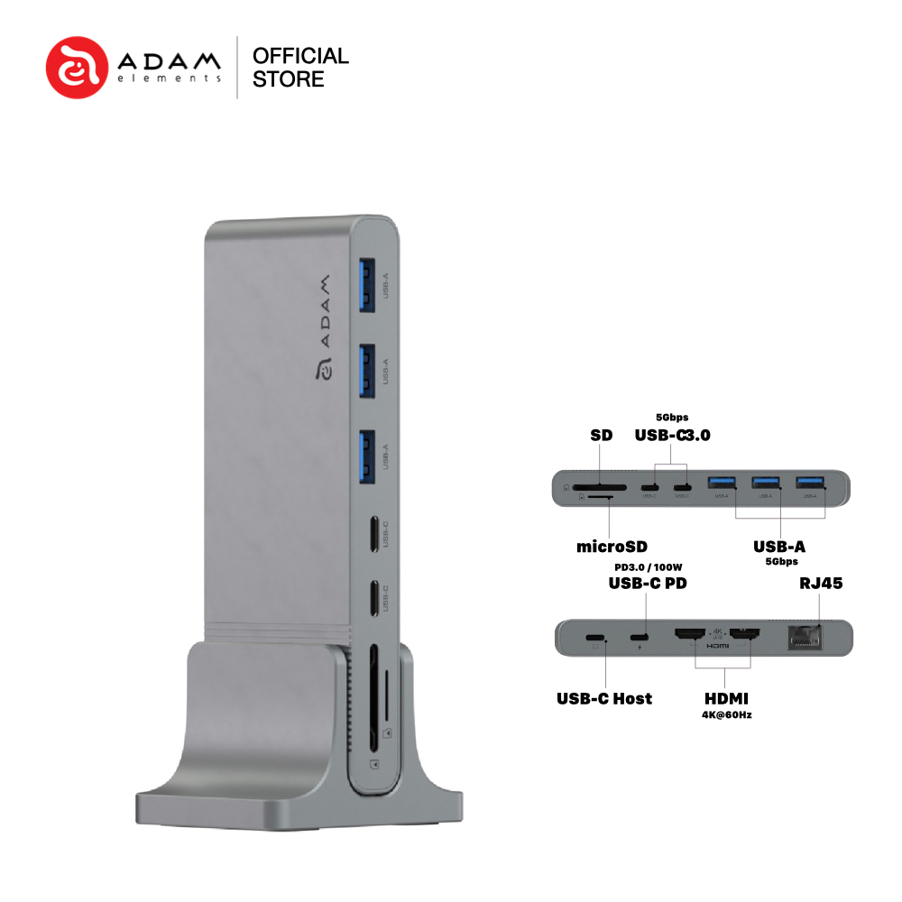 ตัวแปลง ADAM elements CASA HUB Pro S USB-C 12-in-1 Multi-Function Hub - ฮับมัลติฟังก์ชั่น อุปกรณ์ต่อพ่วงเสริม