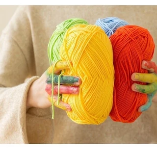 ไหมพรมคอตตอนนม น้ำหนัก50กรัม ไหมพรม 5ply milk cotton yarn