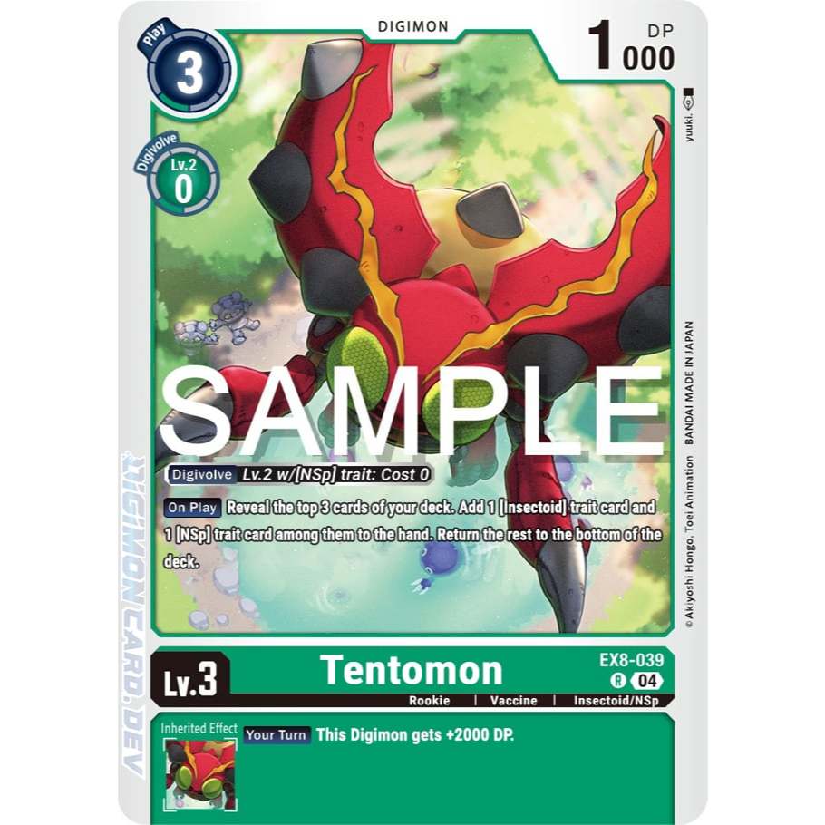 [Digimon] Tentomon EX8-039 Digimon Card การ์ดสะสมดิจิม่อน ร้านDDN