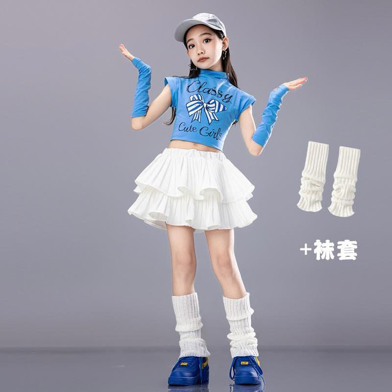 (พร้อมส่งในไทย) ชุดแต่งกายแจ๊สแดนซ์ ชุดเชียร์ลีดเดอร์สำหรับเด็กผู้หญิง - รูปที่ 3