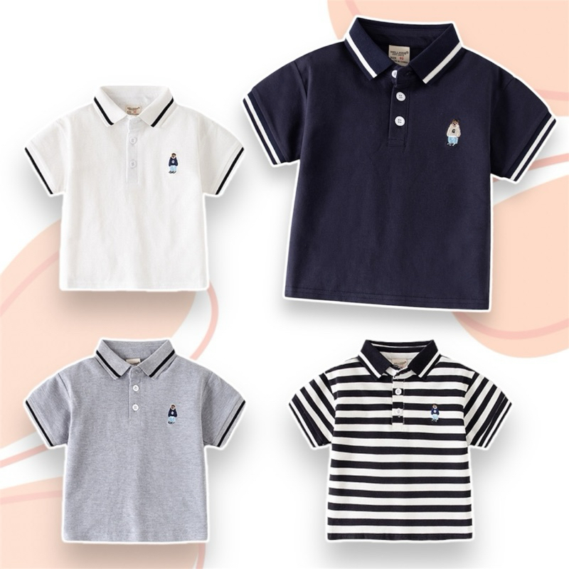 AB240 เสื้อโปโล ปักหมีโปโล เสื้อผ้าเด็ก ลำลอง แฟชั่นเด็กหล่อ อินเทรนด์สินค้าพร้อมส่ง