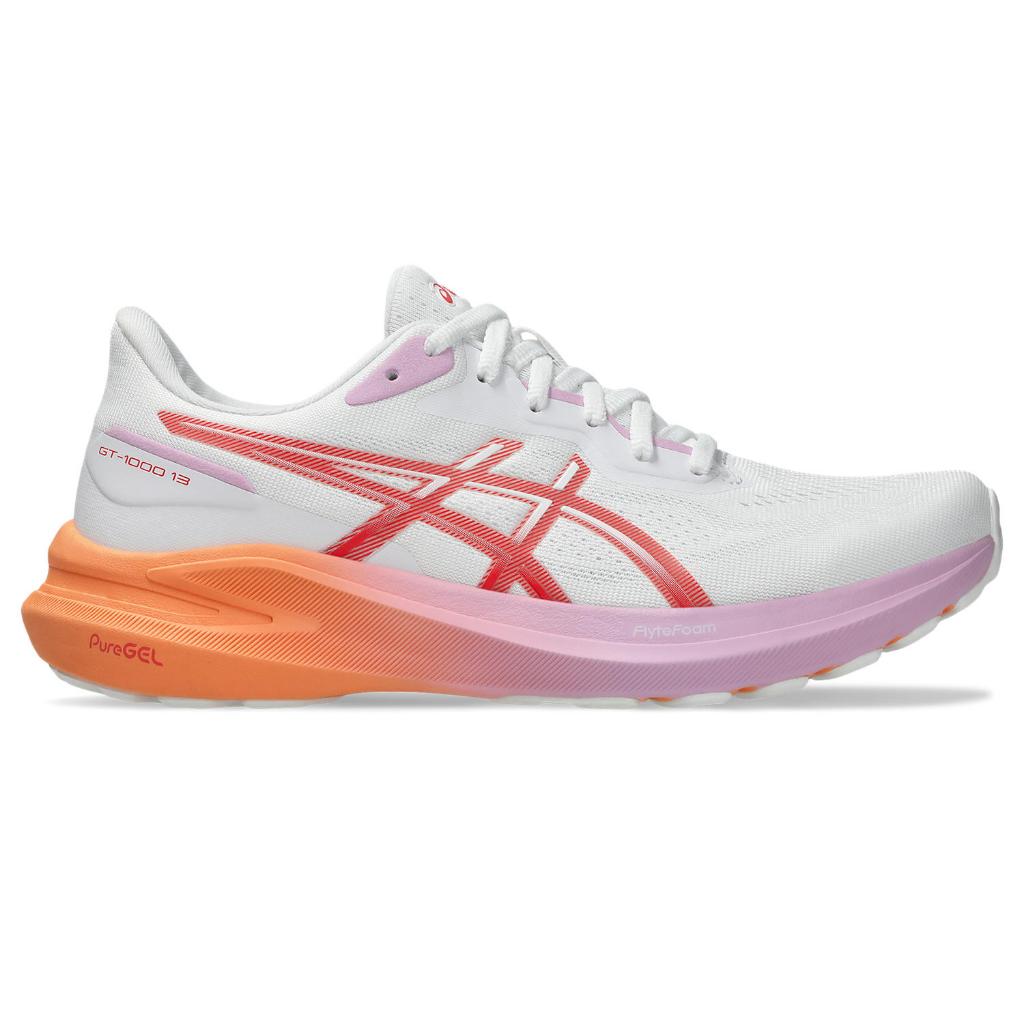 ASICS : GT-1000 13 WOMEN RUNNING ผู้หญิง รองเท้าวิ่ง ของแท้ WHITE/CORAL REEF