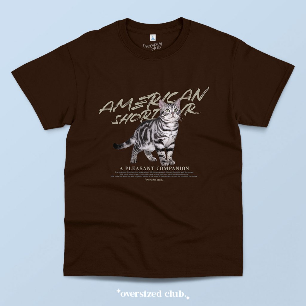เสื้อยืดสกรีนลายแมว American Shorthair อเมริกันช็อตแฮร์ (Stand) [Classic Cotton 100% by Oversized Club] - รูปที่ 4