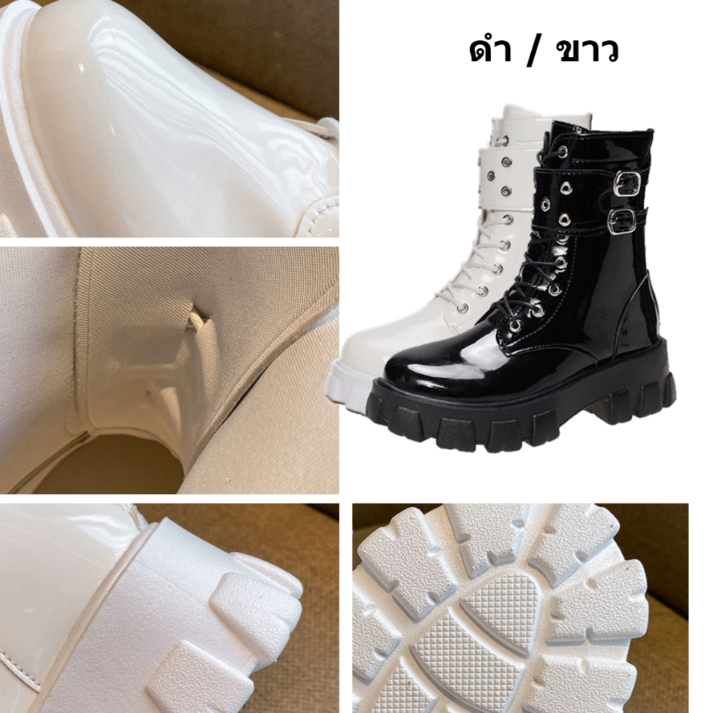 ขนาด 35-40 หนาด้านล่างรอบหัวซิปด้านหลังรองเท้ามาร์ติน แฟชั่นรองเท้าบูทผูกเชือกเย็น - รูปที่ 2