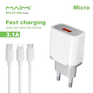 พร้อมส่งไทย ชุดชาร์จ Maimi LP-A06 3.1A มีทั้งหมด 3 รุ่น แยกด้วยสีบรรจุ (มอก.62368 เล่ม1-2563) ชาร์จเร็วปลอดภัย