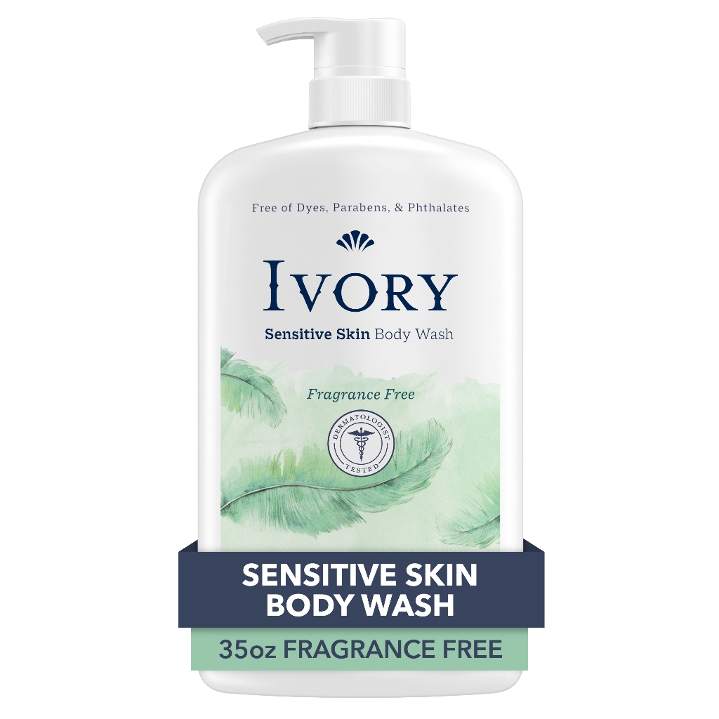 Ivory Mild and Gentle Body Wash, Fragrance-Free, for Sensitive Skin, 35 fl oz(1.03L)