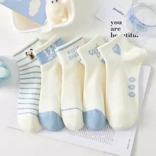 ถุงเท้าผู้หญิงข้อสั้น1เซต10 คู่5สี 5ลาย ในเซตเดียว ราคาสุดคุ้ม