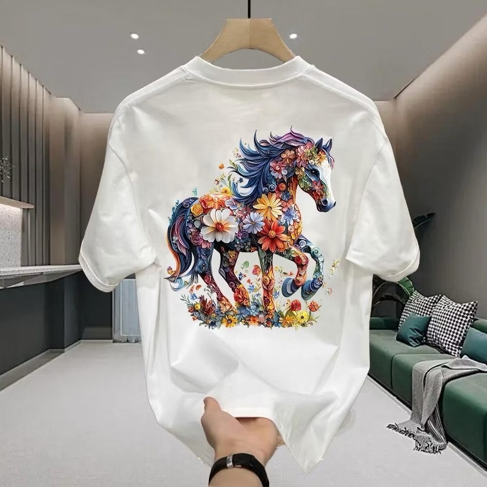 เสื้อเชิ้ตผู้ชาย ใส่สบาย คุณภาพสูง เสื้อยืดโอเวอร์ไซส์ ไม่หดตัว เสื้อนิวยอร์คแท้ 100% พิมพ์ลายCE001-60