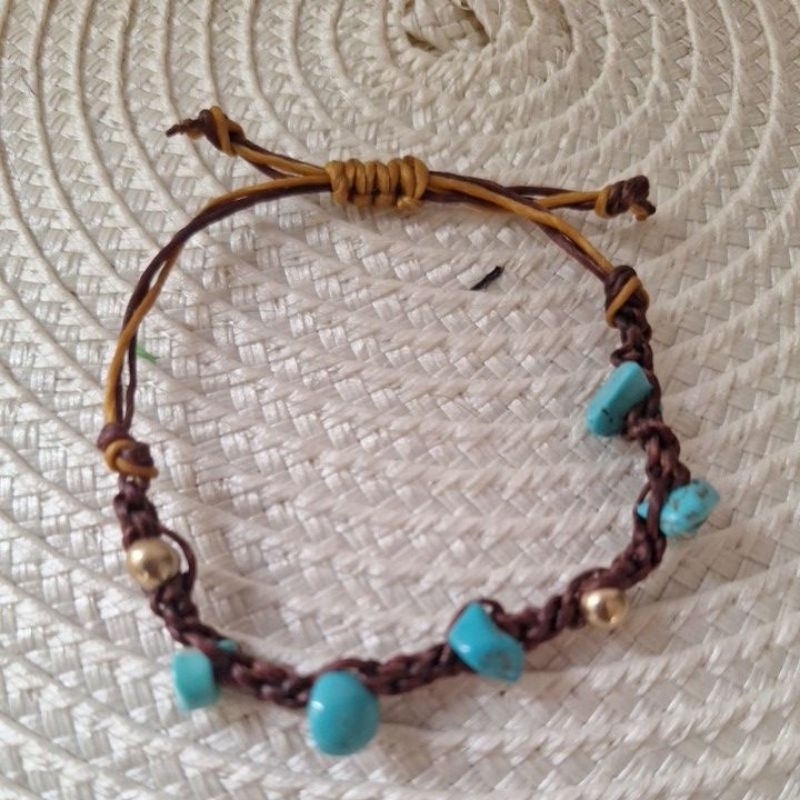 กำไลเชือกเทียนหินเทอคอยสายปรับได้ diy กำไลลูกปัด