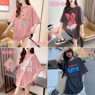 ฤดูร้อนใหม่แฟชั่นผู้หญิงแขนสั้นเสื้อยืดขนาดใหญ่รุ่นหลวมผ้าฝ้ายแท้ฤดูร้อนคอกลมการ์ตูนน่ารักเสื้อยืด